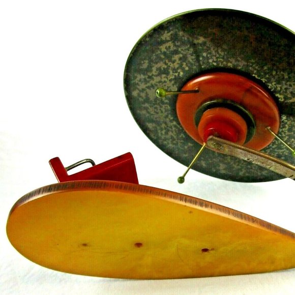 OOAK Bakelite Vintage business Card Holder UFO space alien mid century modern - Picture 3 of 8
